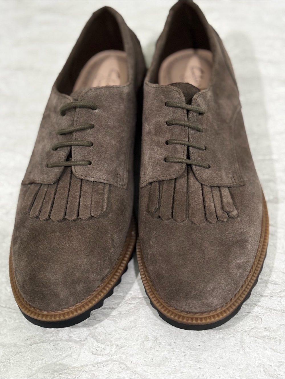 Clarks Women's Suede Fringe Lace-Up Loafers in Brown